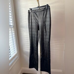 Priceless Black Vegan Leather Pants Women’s Large Front Slit Both Legs